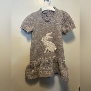 Beautiful Handmade Kids Dress Knit Crocheted with Bunny